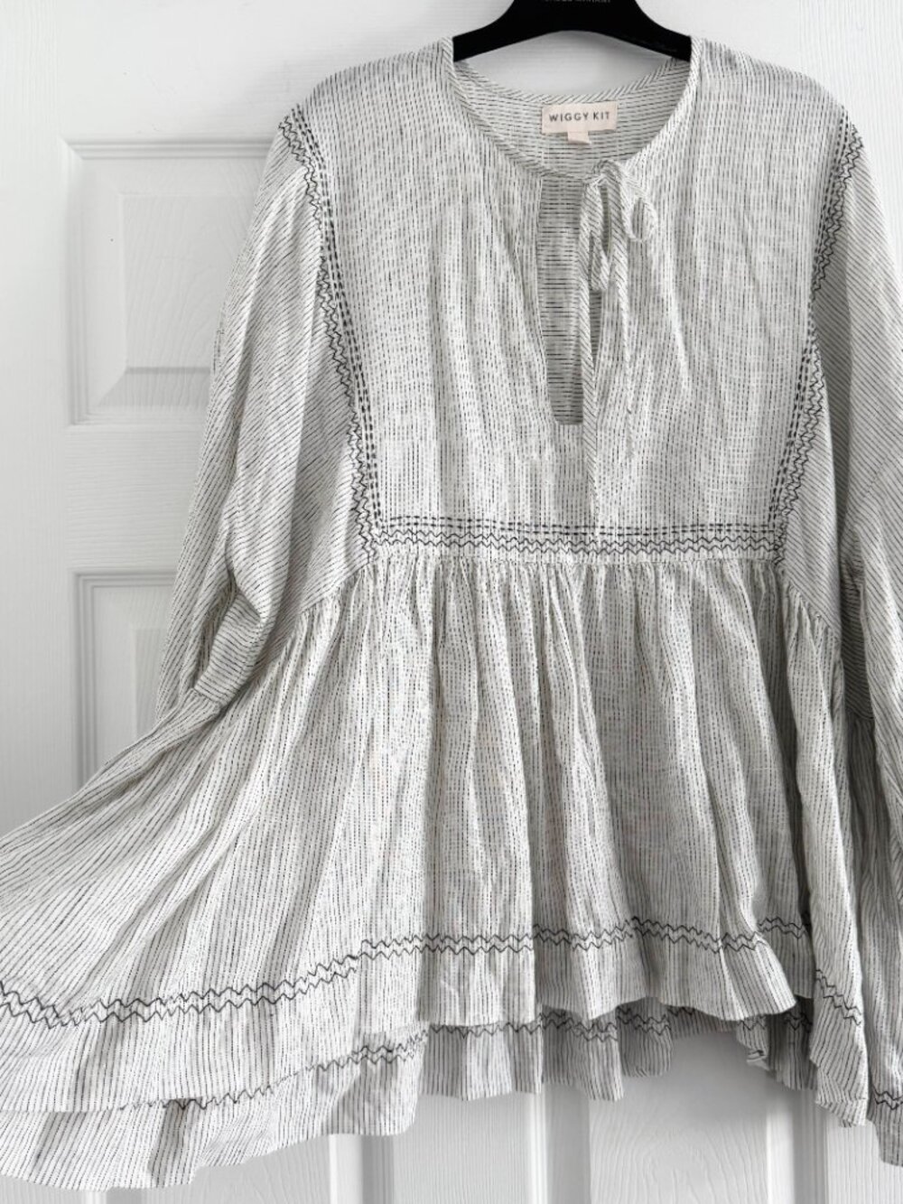 Wiggy Kit Striped Linen "Libertine" Top, size Large